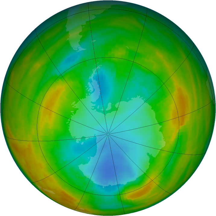 Antarctic ozone map for 12 August 1979